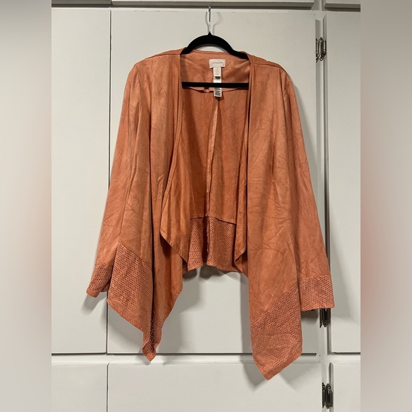 Chico's Light Coral Open Front Cardigan - Picture 2 of 7